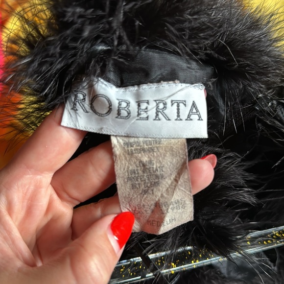 Vintage 90s Feather Trim Velvet Gown - Picture 6 of 6